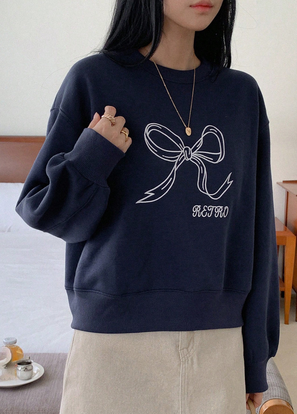 Темно-синий свитшот Dazy однотонный вышивка (364099524)