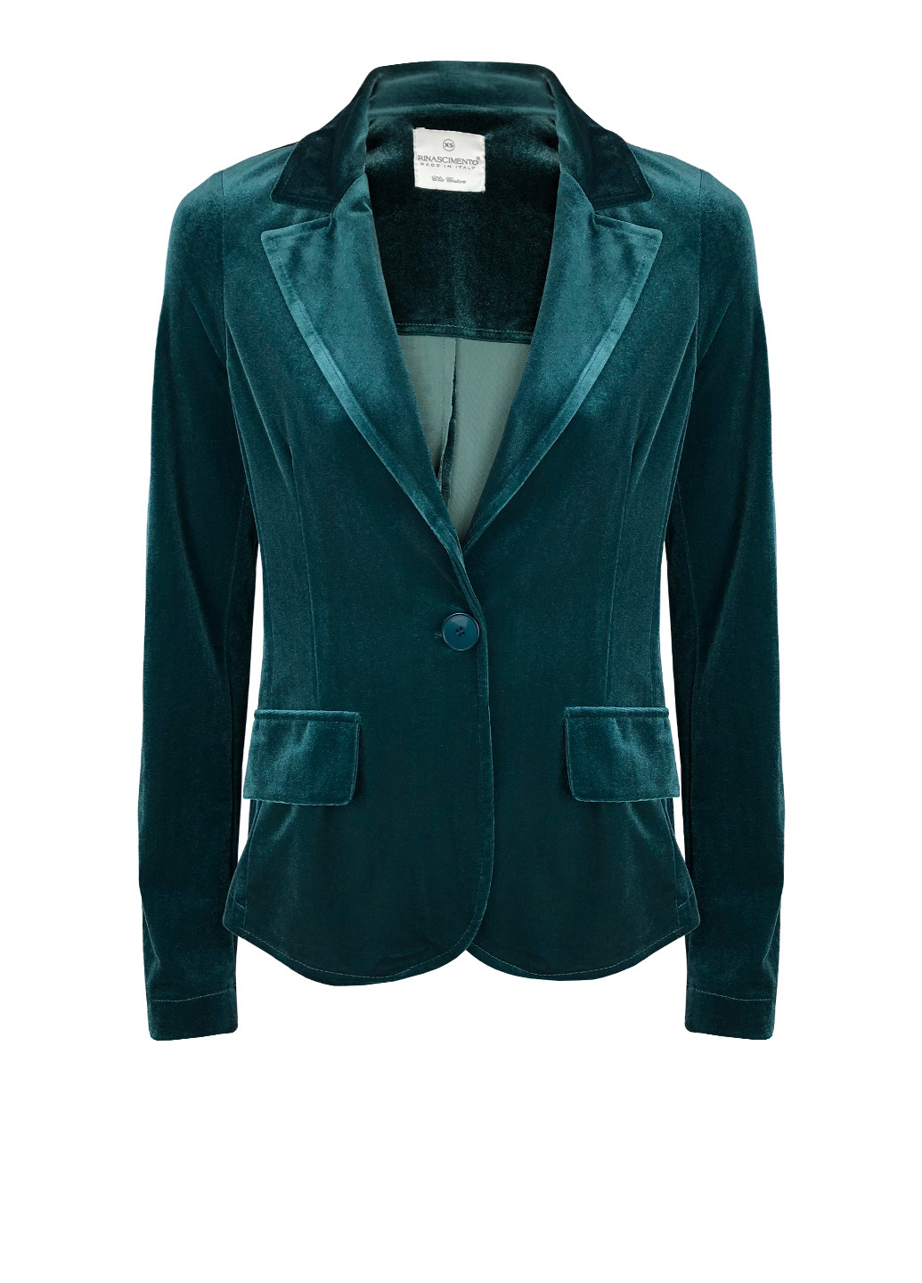 Зеленый женский женский бархатный пиджак Rinascimento однотонный - демисезонный