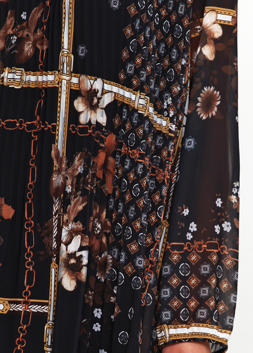 Черное кэжуал платье плиссированное Tendances с цветочным принтом