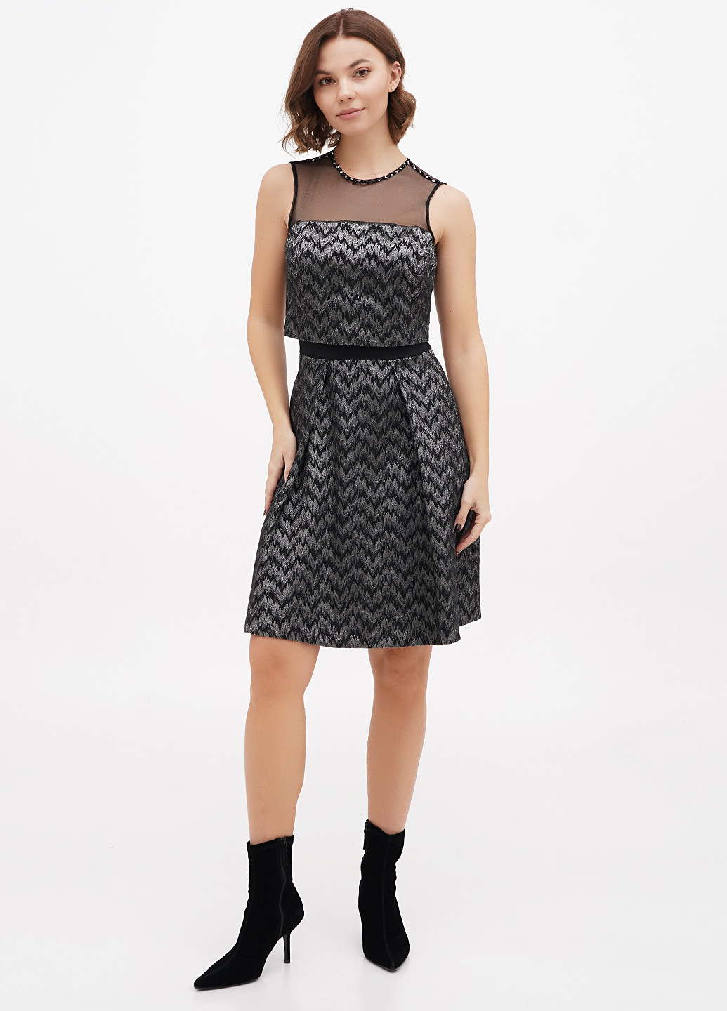 Сіра кежуал сукня кльош Sassofono з абстрактним візерунком