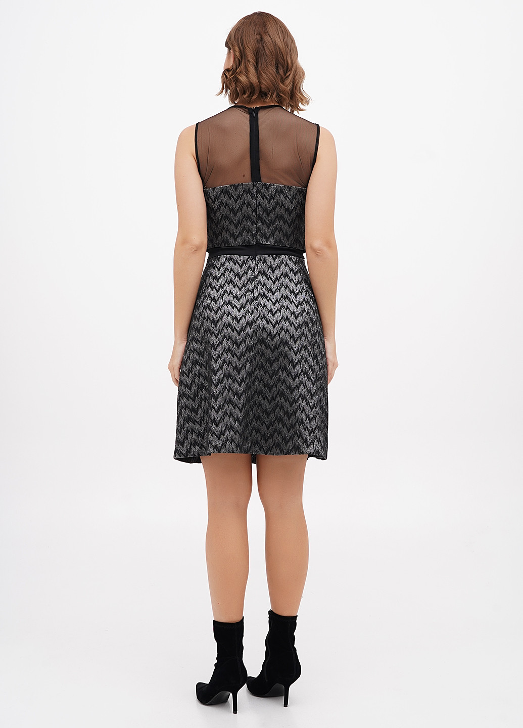 Сіра кежуал сукня кльош Sassofono з абстрактним візерунком