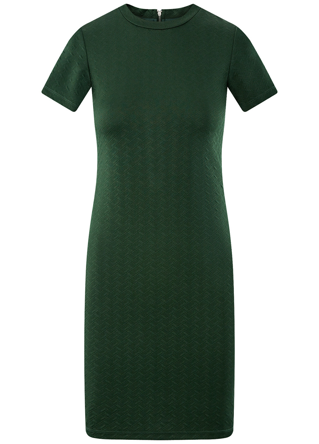 Темно-зеленое деловое платье короткое Oodji фактурное