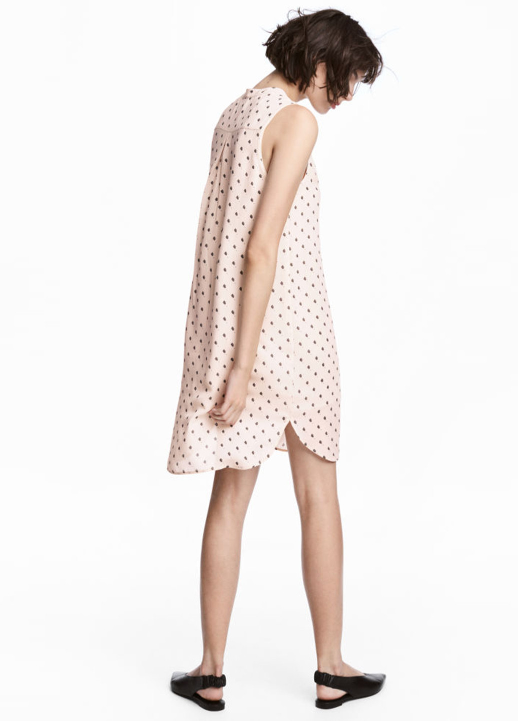 Пудровое кэжуал платье H&M в горошек