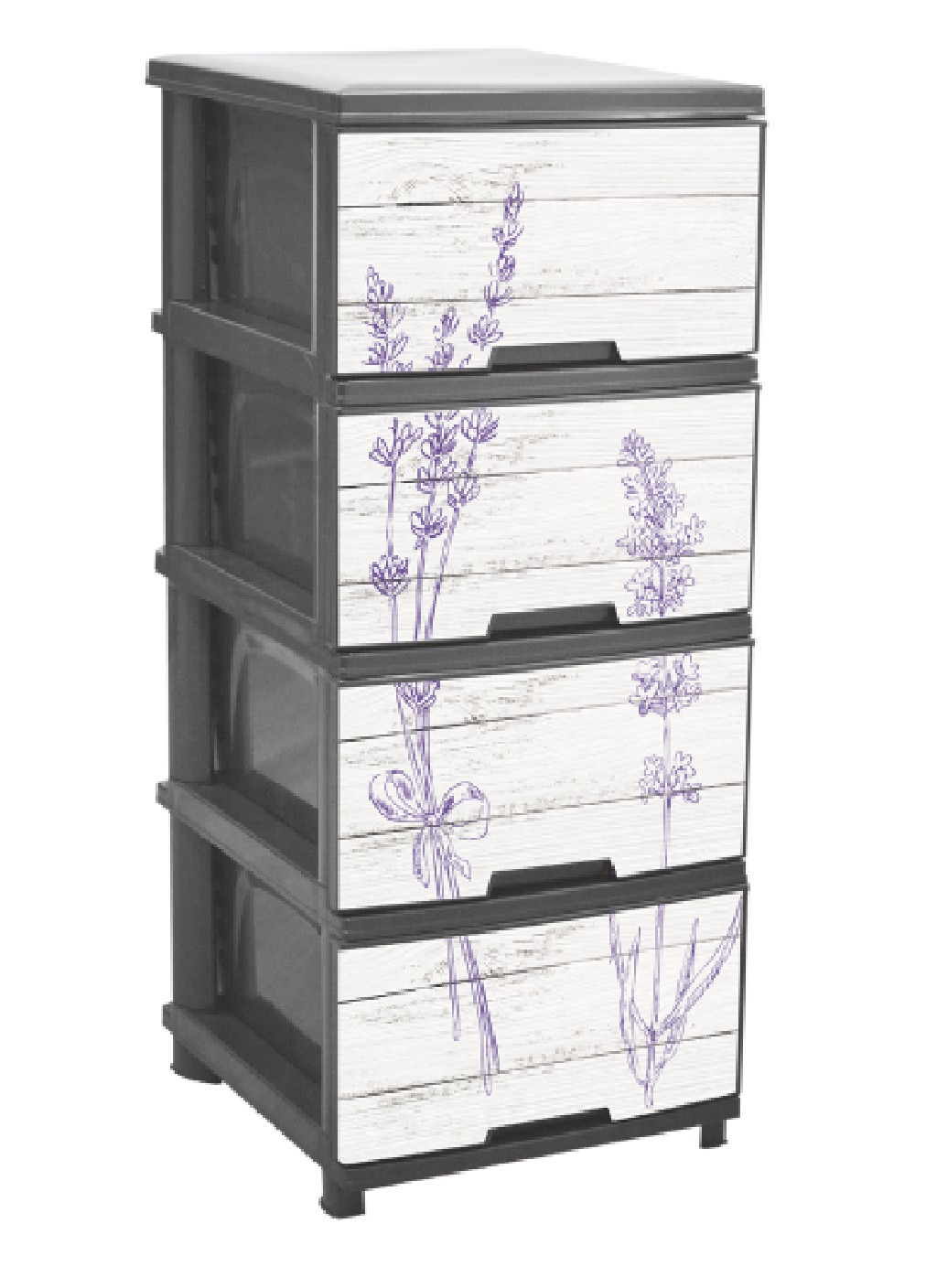 Комод пластиковий тумба шкаф органайзер 4 ящики 90.5х46.5х39.5 (472766-Prob) Лаванда сірий Francesco Marconi (250197927)