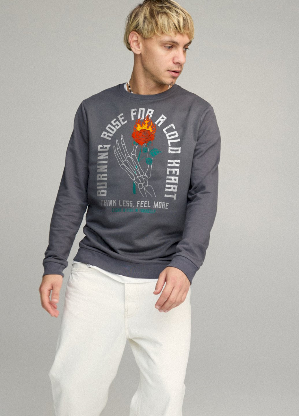 Темно-серый свитшот мужской basic /no flis/ YAPPI (252259111)