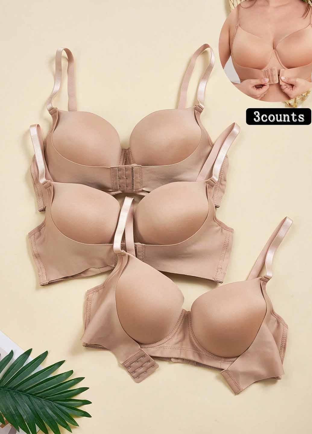 Бежевый бюстгальтер (3 шт.) SHEIN с косточками полиэстер