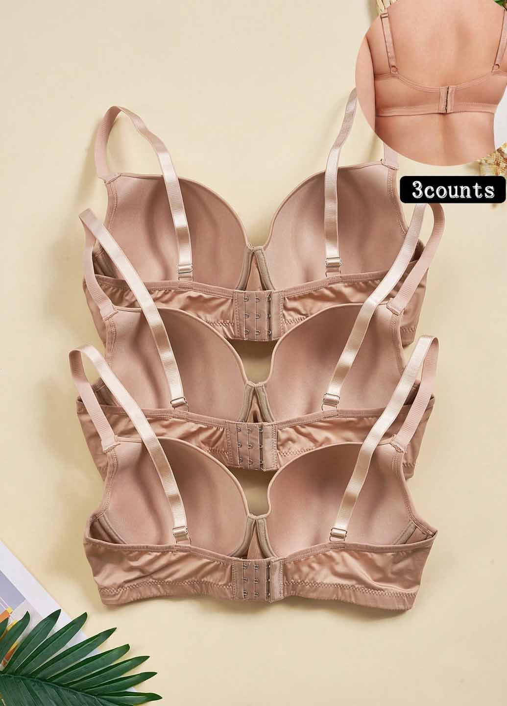 Бежевый бюстгальтер (3 шт.) SHEIN с косточками полиэстер