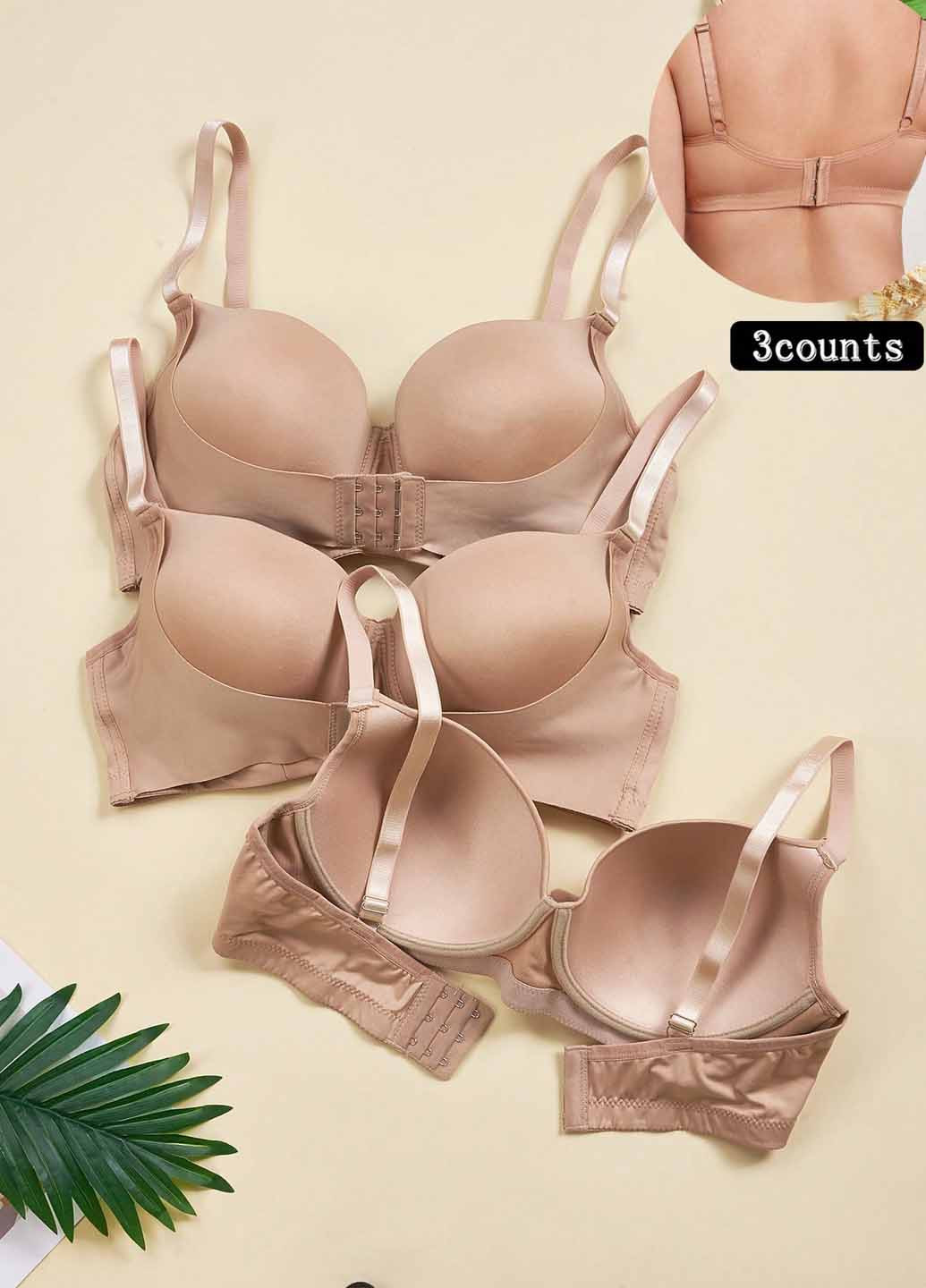 Бежевый бюстгальтер (3 шт.) SHEIN с косточками полиэстер