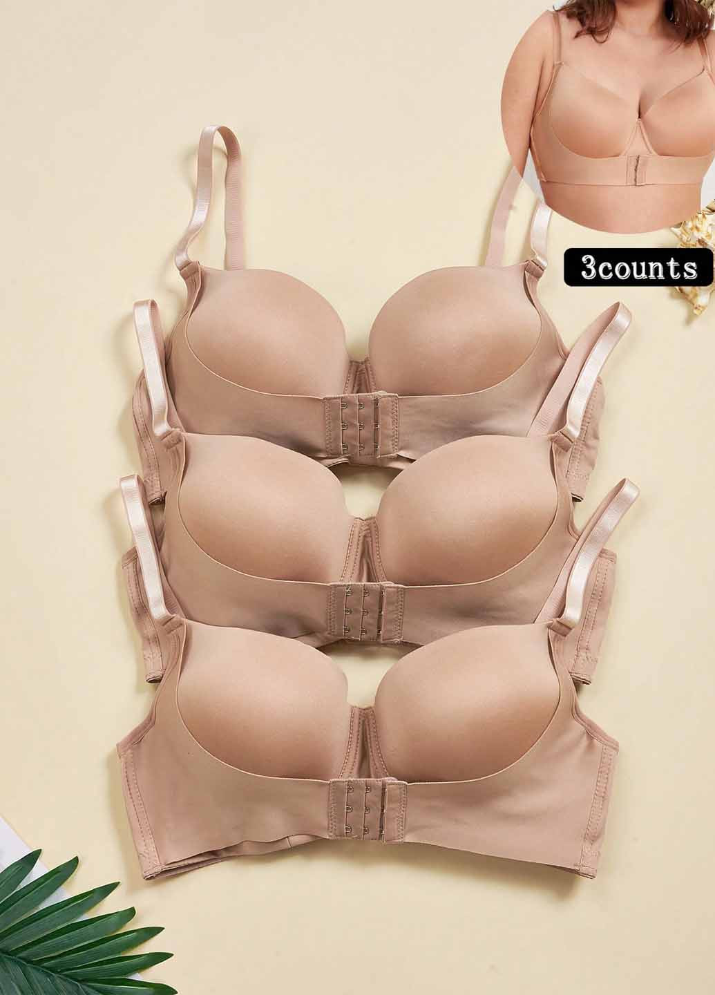 Бежевый бюстгальтер (3 шт.) SHEIN с косточками полиэстер