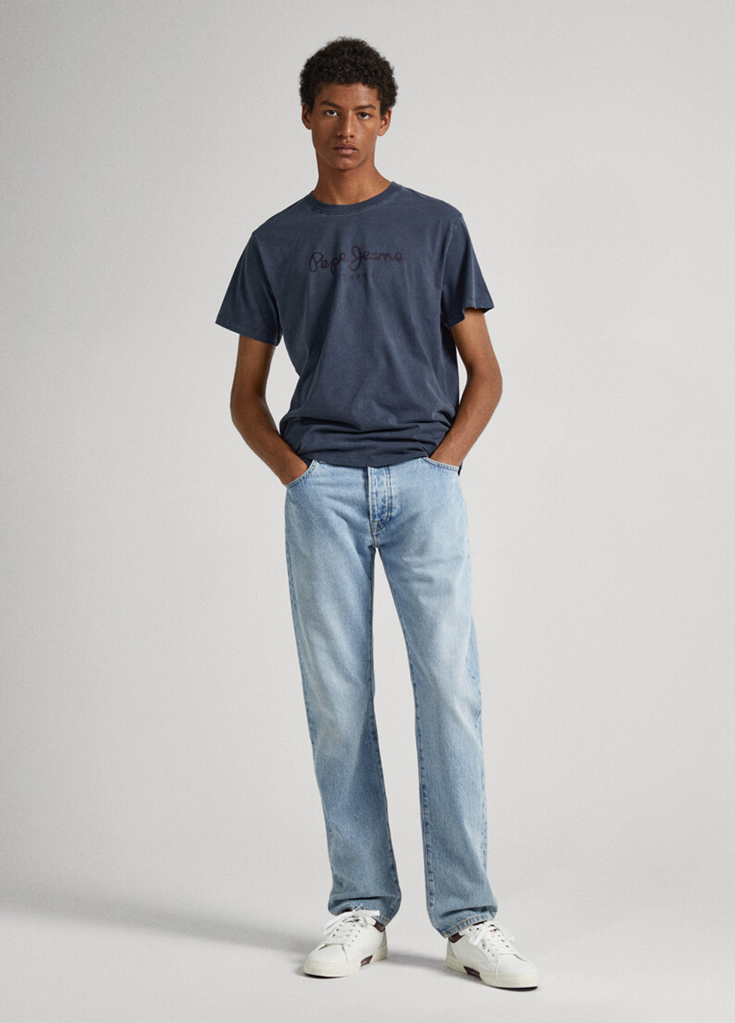 Серо-синяя футболка Pepe Jeans London