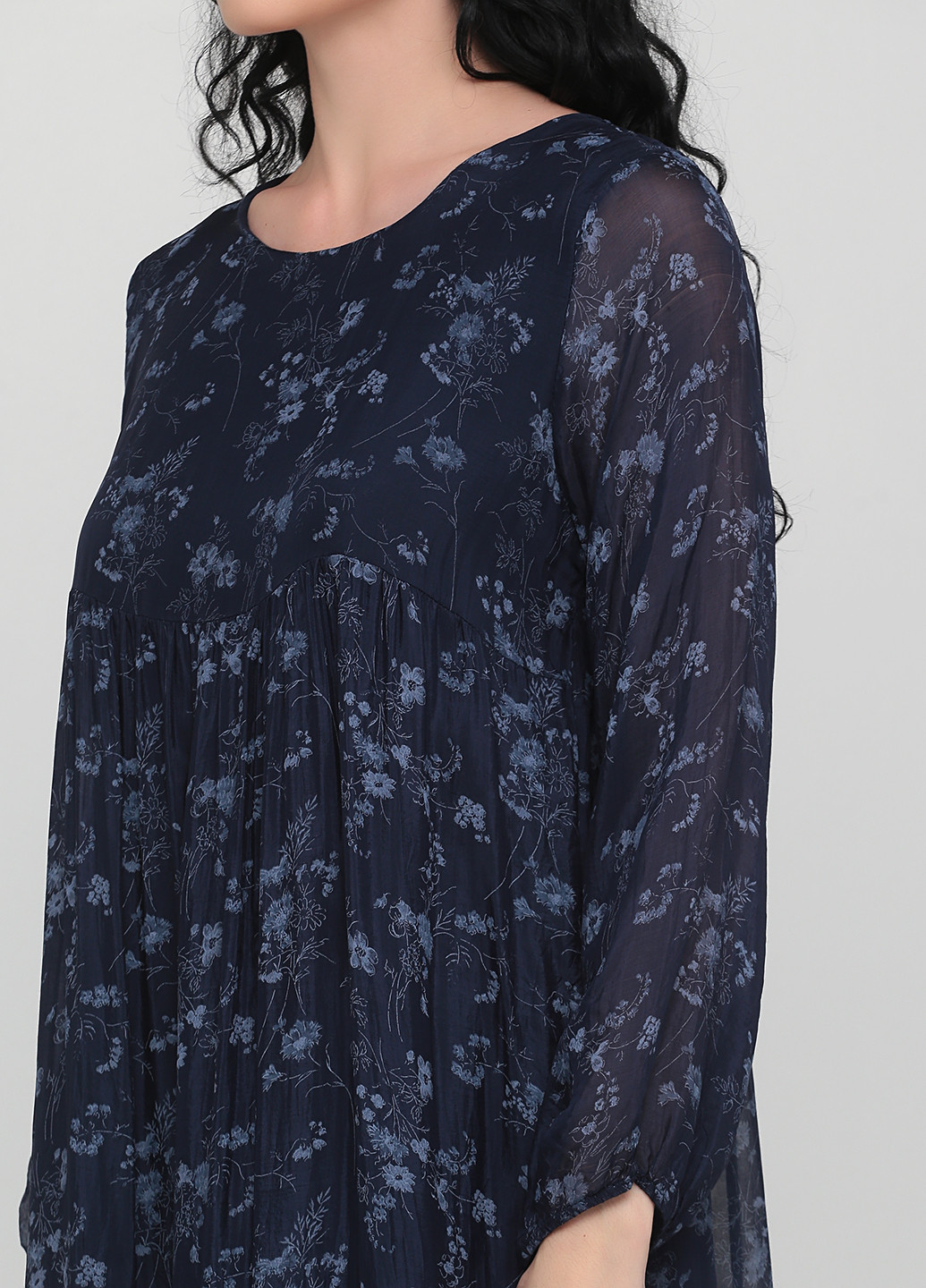 Темно-синее кэжуал платье оверсайз Made in Italy с цветочным принтом