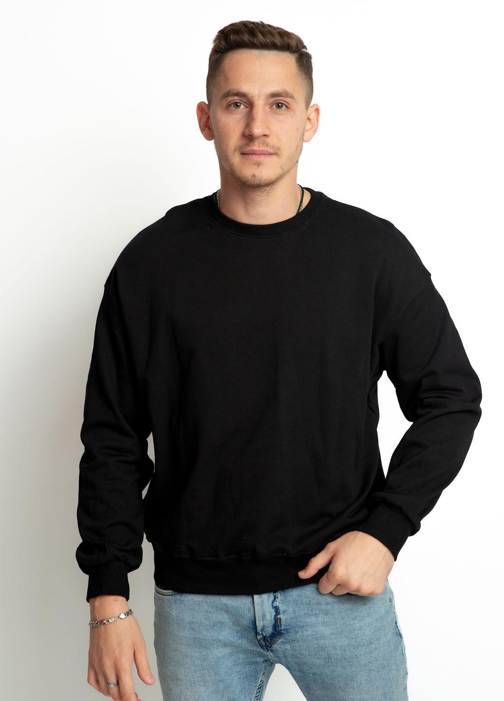 Чорний світшот Time of Style однотонний без декору (306717104)