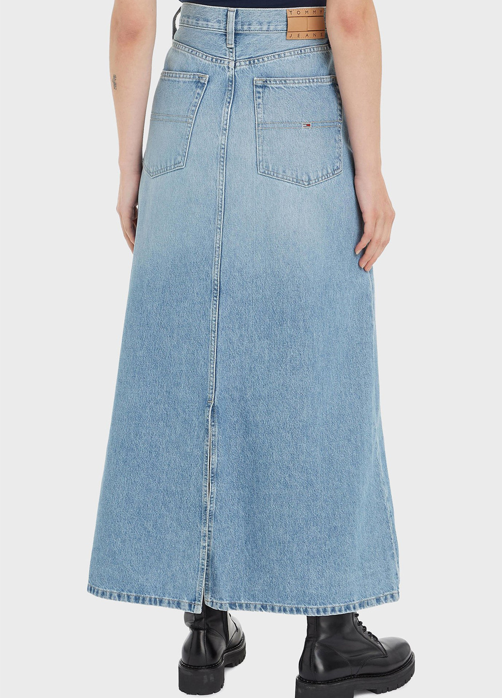 Светло-синяя джинсовая однотонная юбка Tommy Jeans а-силуэта (трапеция)