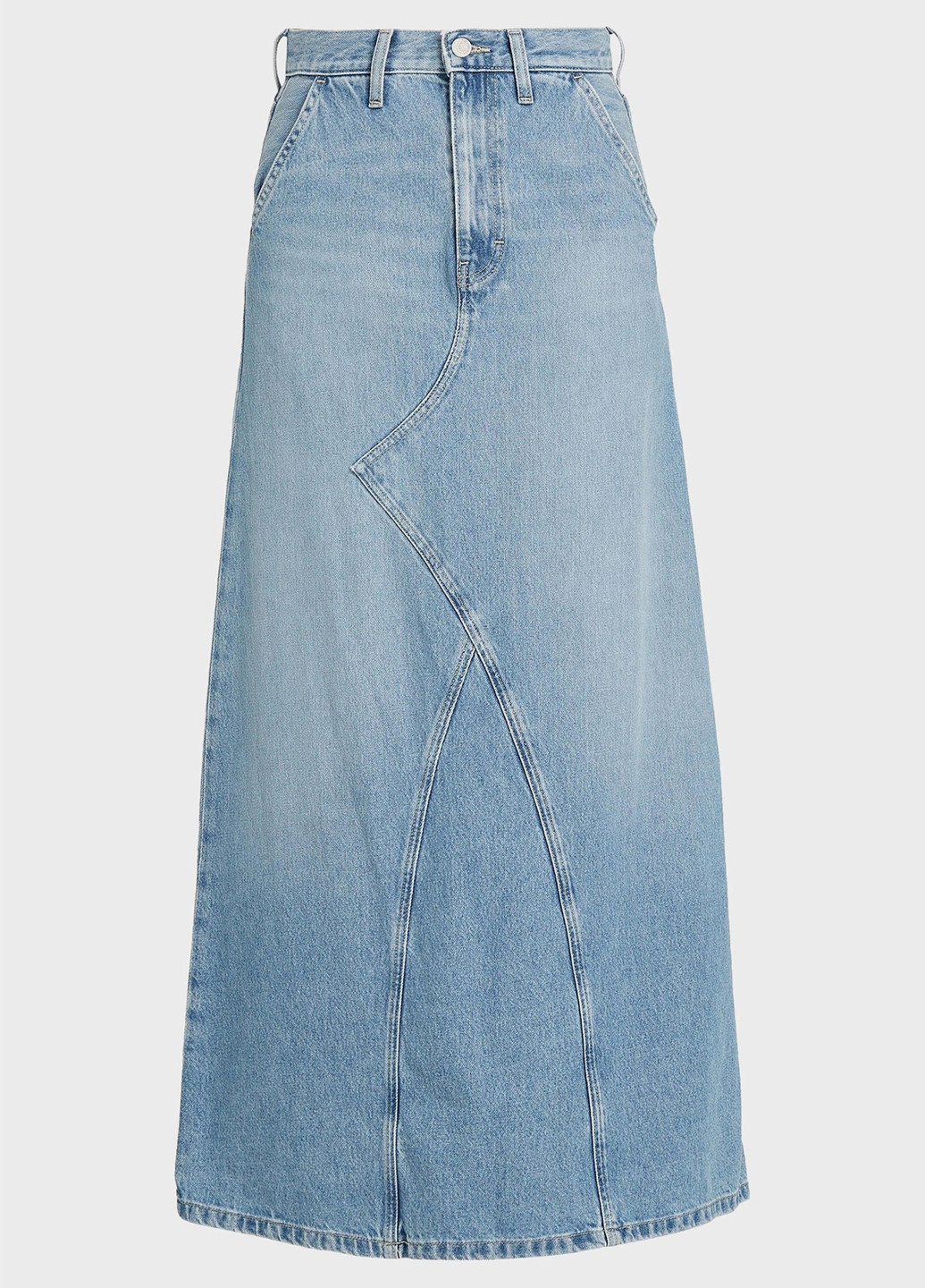 Светло-синяя джинсовая однотонная юбка Tommy Jeans а-силуэта (трапеция)