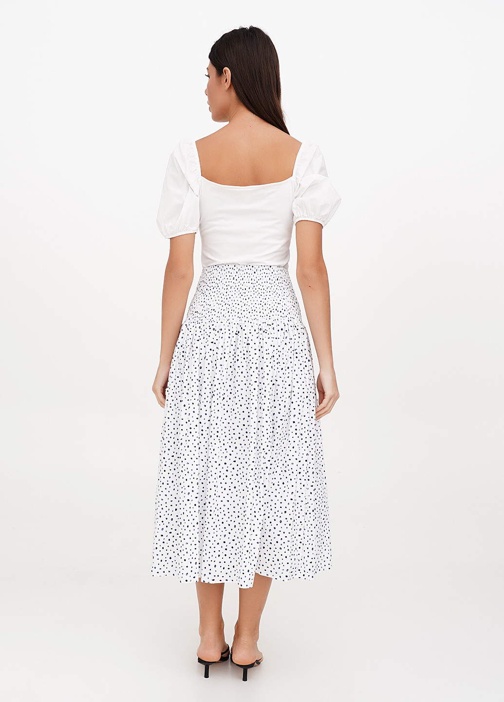 Белая кэжуал в горошек юбка J.Crew а-силуэта (трапеция)