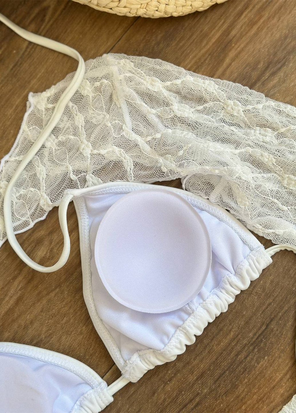 Молочний літній пляжний комплект жіночий (купальник, кроп-топ, спідниця) роздільний NOVA VEGA