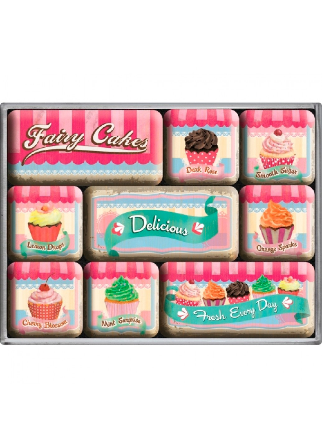 Набір з 9 магнітів "Fairy Cakes - Delicious" Nostalgic Art (215853569)