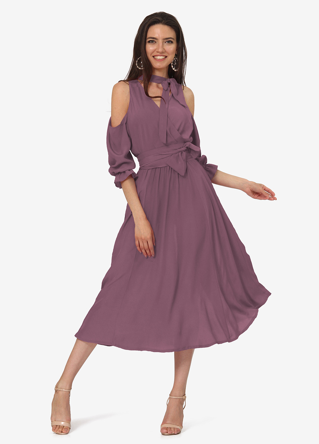 Фиолетовое кэжуал платье на запах Lila Kass однотонное