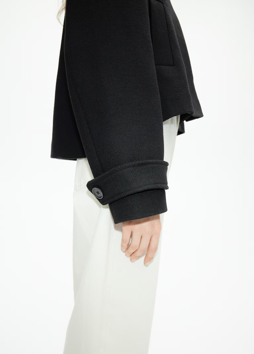 Чорне Кежуал напівпальто однобортне H&M однотонне