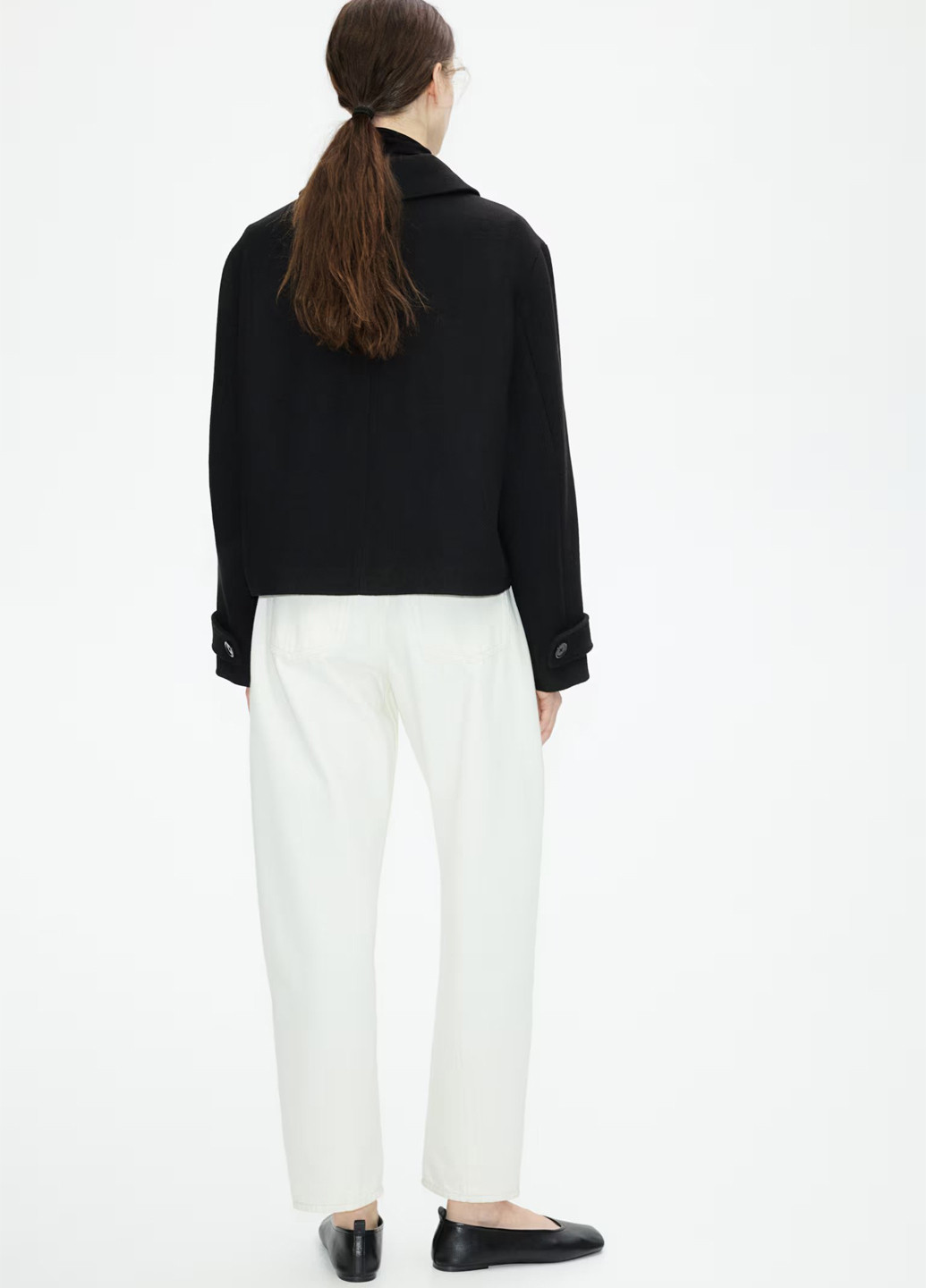 Чорне Кежуал напівпальто однобортне H&M однотонне