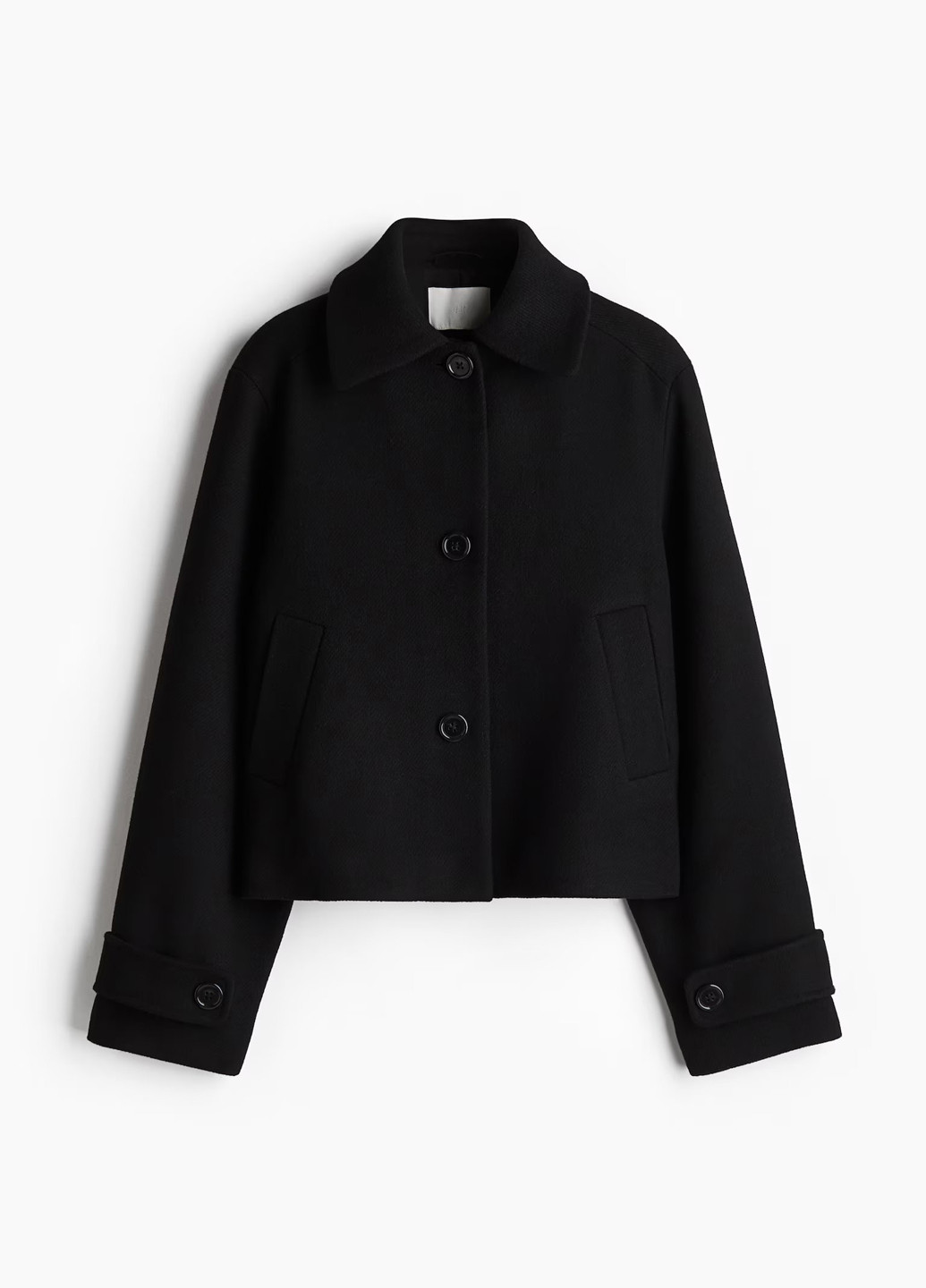 Чорне Кежуал напівпальто однобортне H&M однотонне