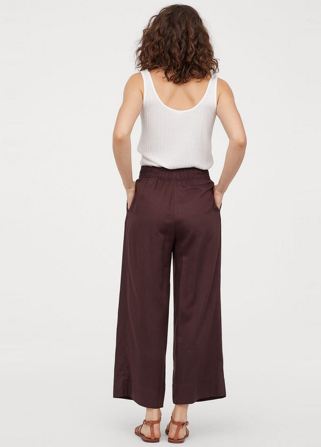 Бордовые кэжуал летние кюлоты брюки H&M