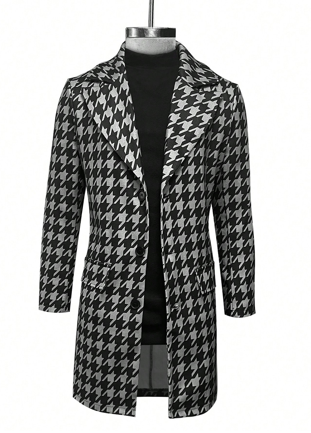 Чорно-білий демісезонне Пальто однобортне SHEIN