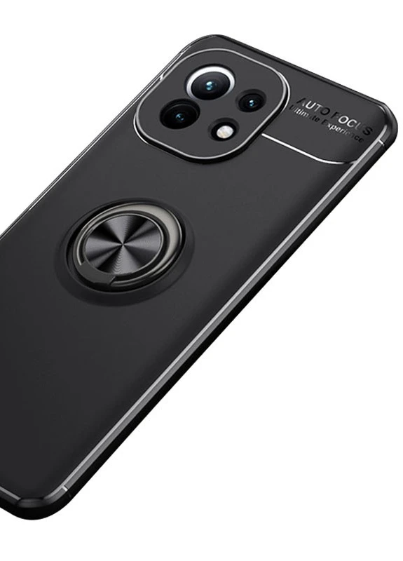 TPU чохол ColorRing під магнітний тримач (opp) для Xiaomi Mi 11 Чорний / Чорний (is_00000042183_5) Deen (237829126)