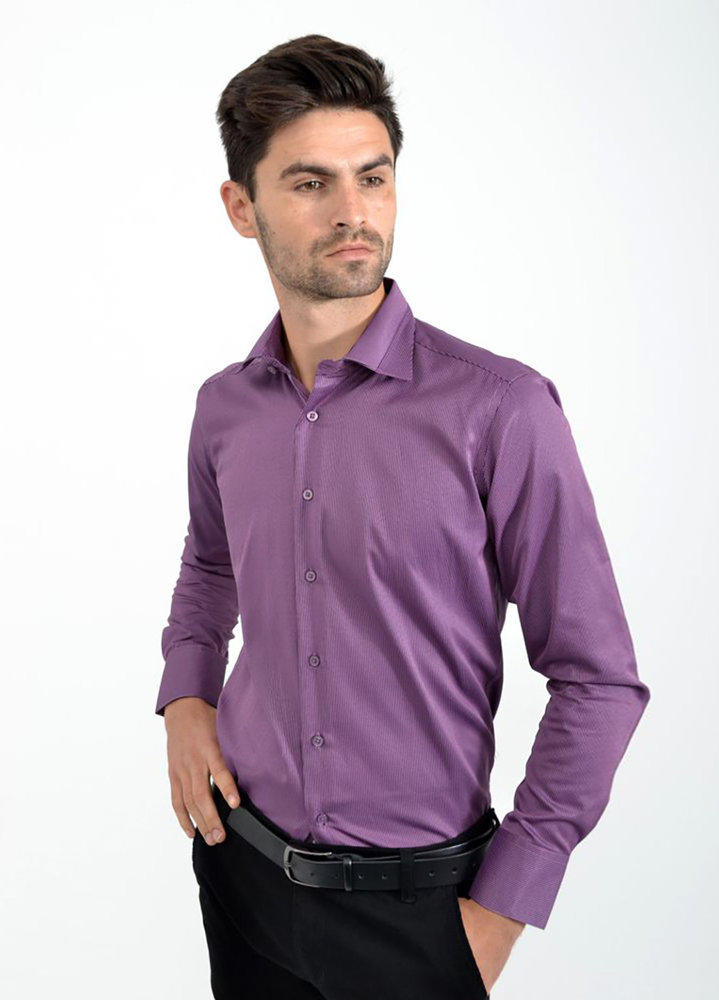 Сливовая кэжуал рубашка однотонная Ager с длинным рукавом