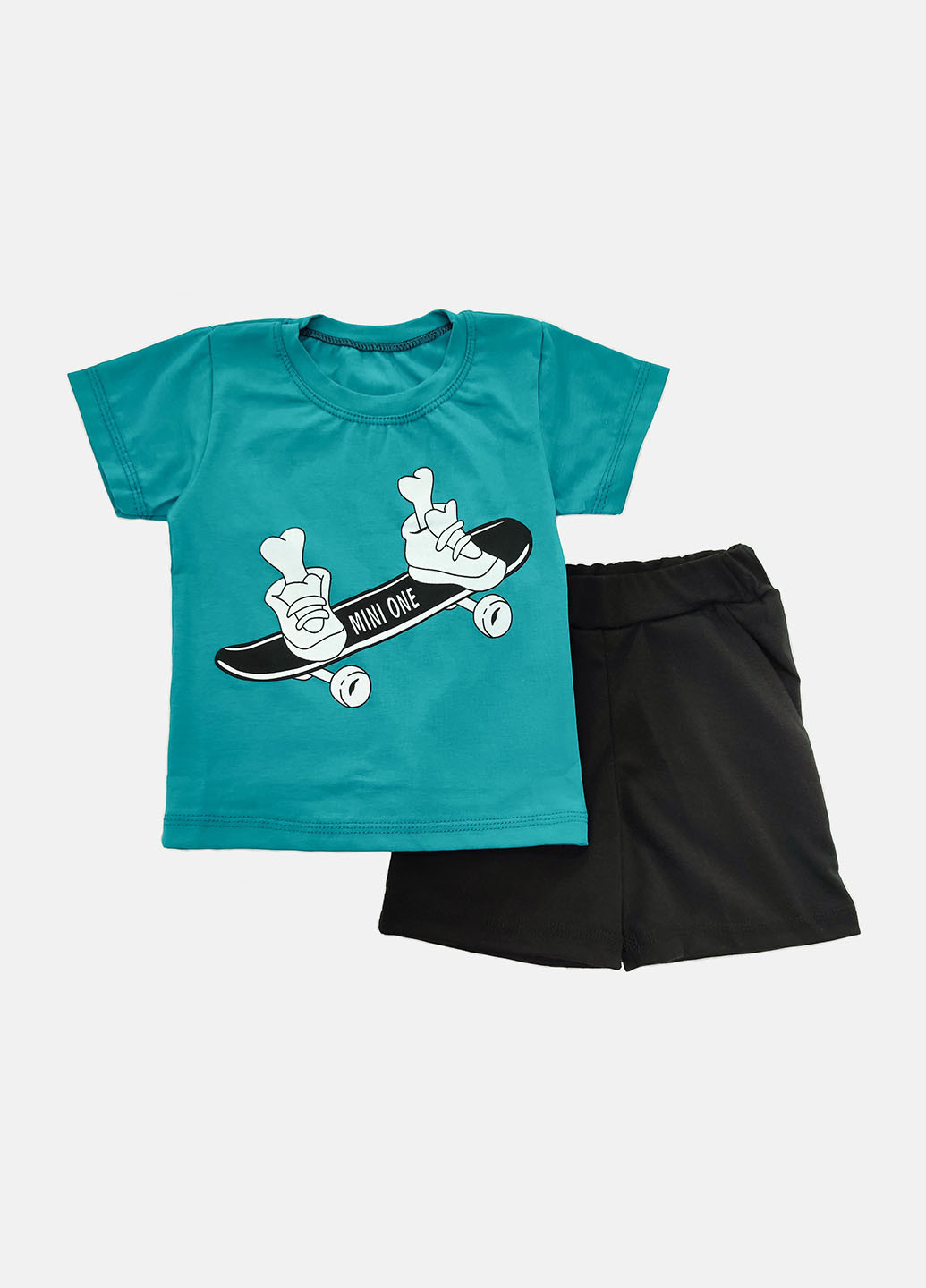 Бирюзовый летний комплект (футболка, шорты) Ивтекс