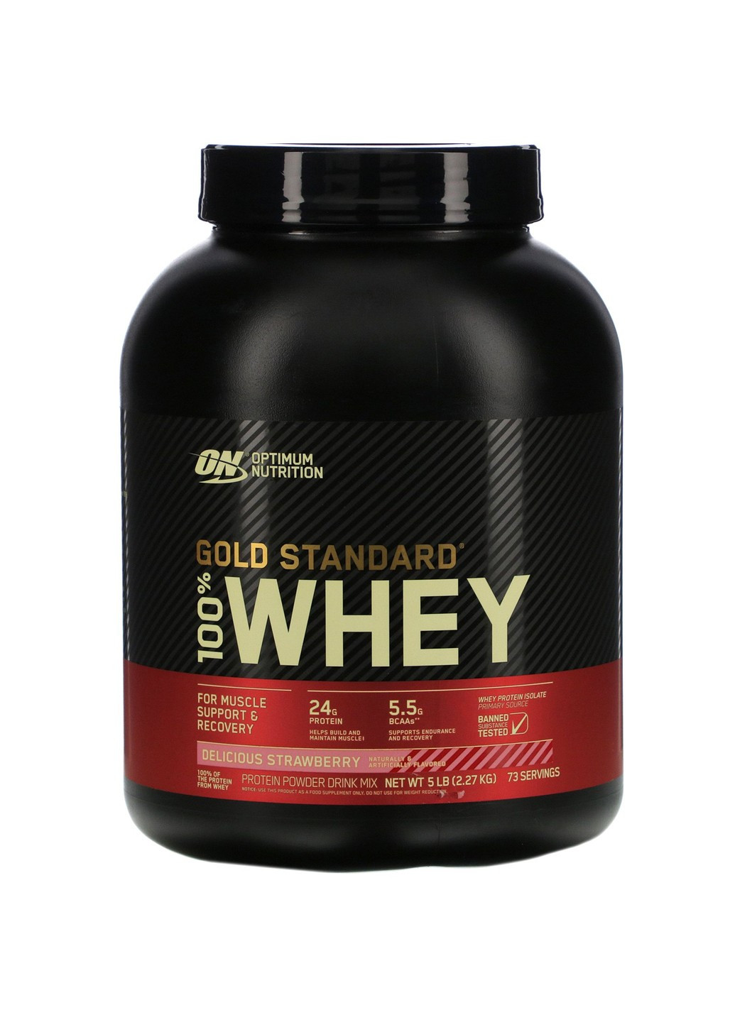 Gold Standard, 100% сыворотка, аппетитная клубникка,, 5 фунтов (2,27 кг) Optimum Nutrition (252559470)