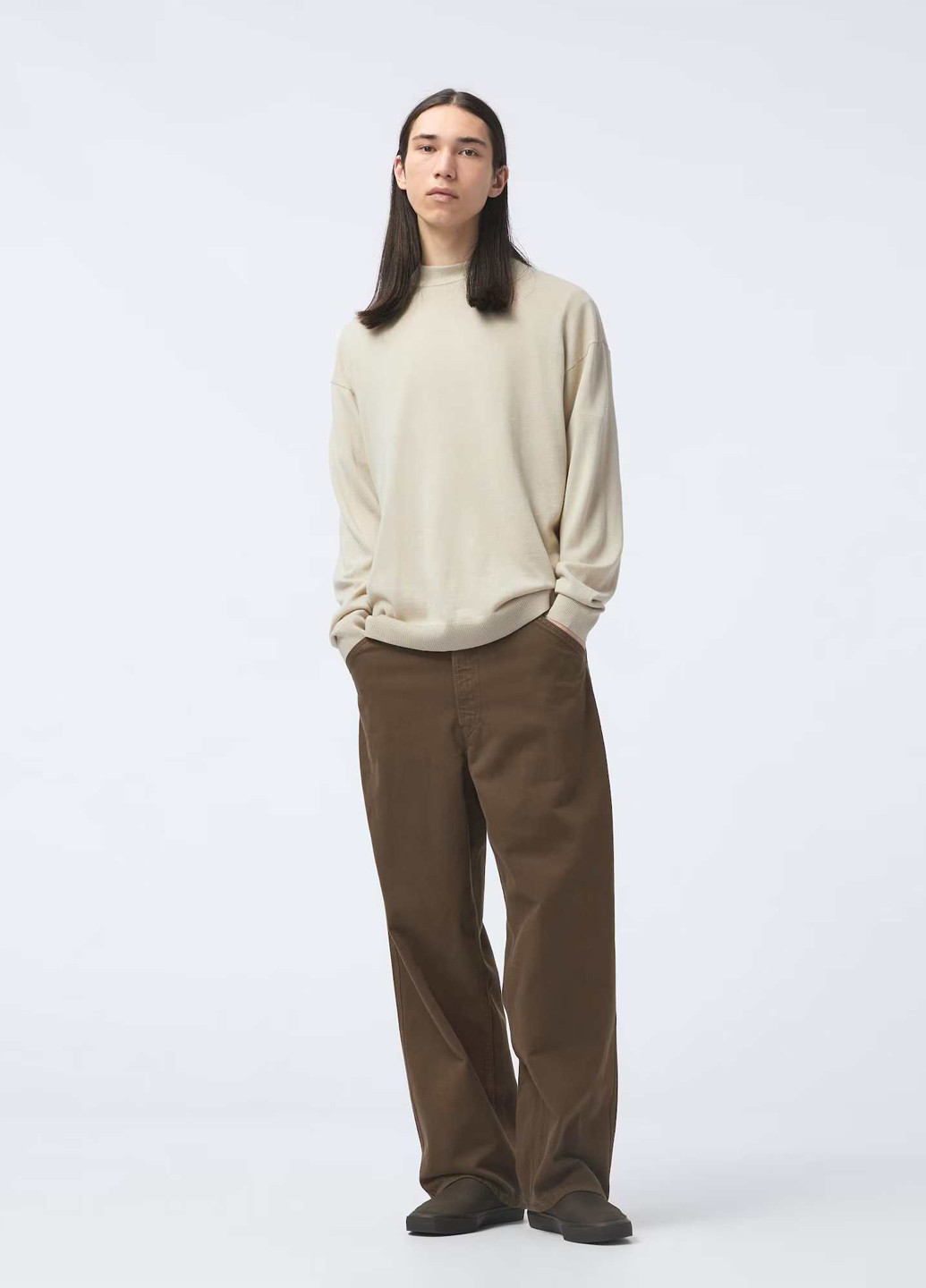 Бежевый демисезонный свитер Uniqlo