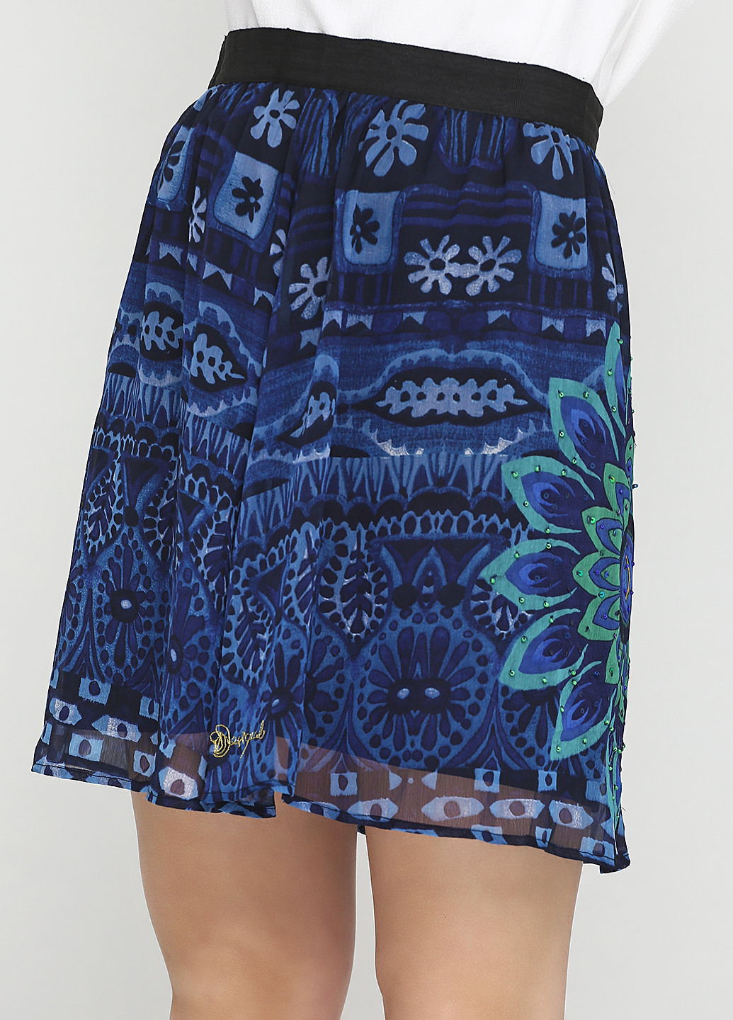 Темно-синяя кэжуал с рисунком юбка Desigual мини