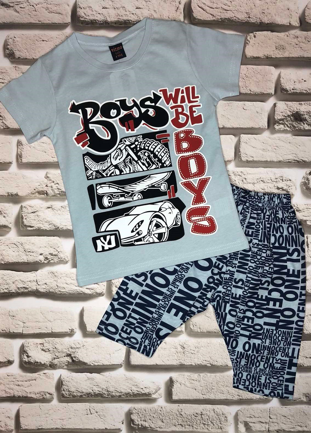 Голубая всесезон пижама (футболка, капри) футболка + капри Vitmo baby