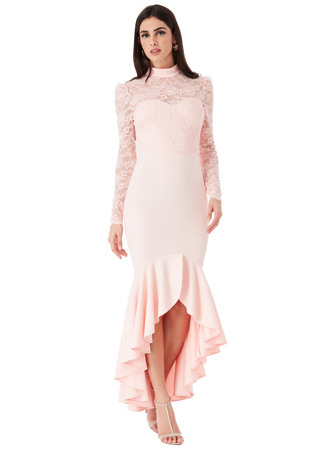 Розовое коктейльное платье годе Goddiva однотонное