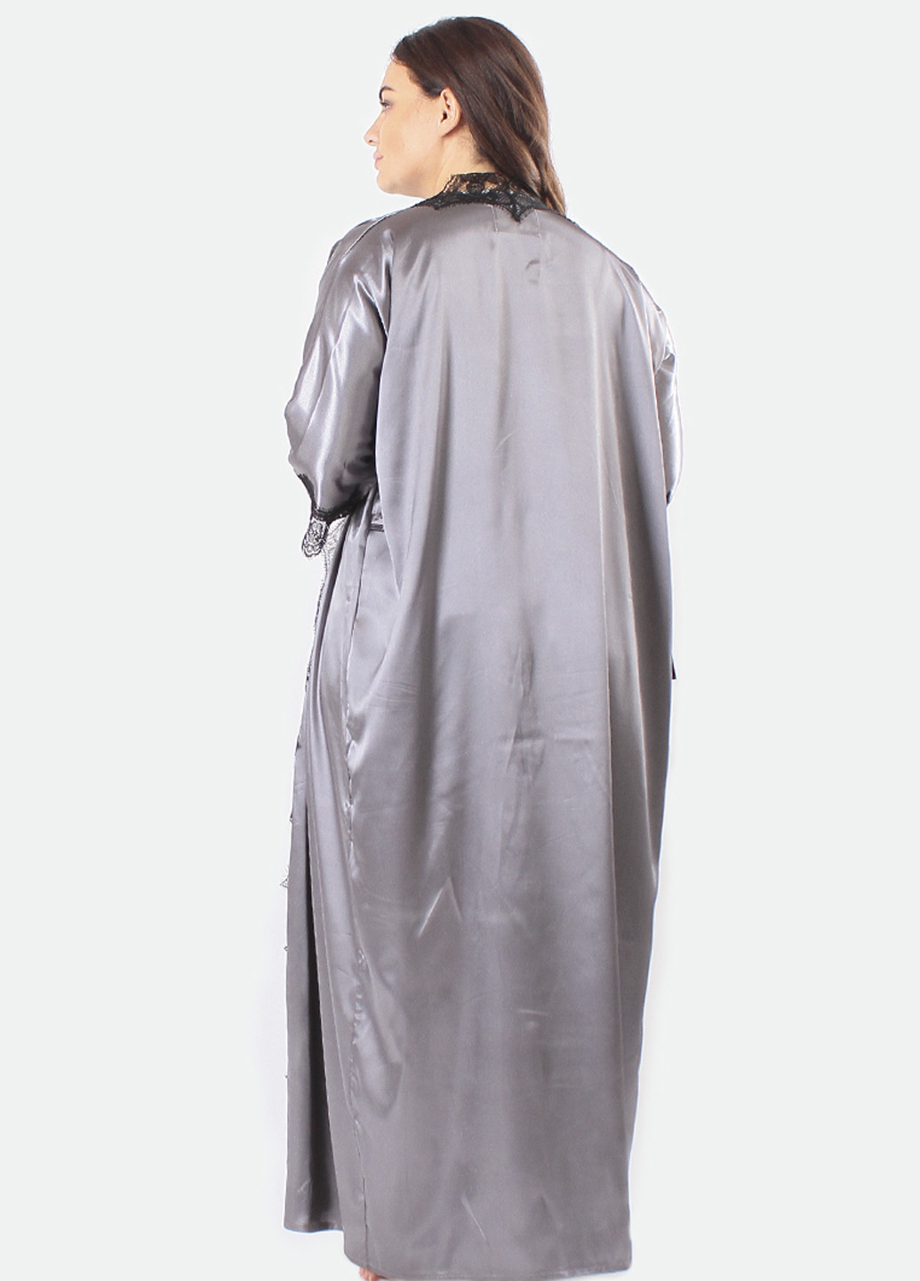 Сірий демісезонний комплект (топ, брюки, халат) Ghazel