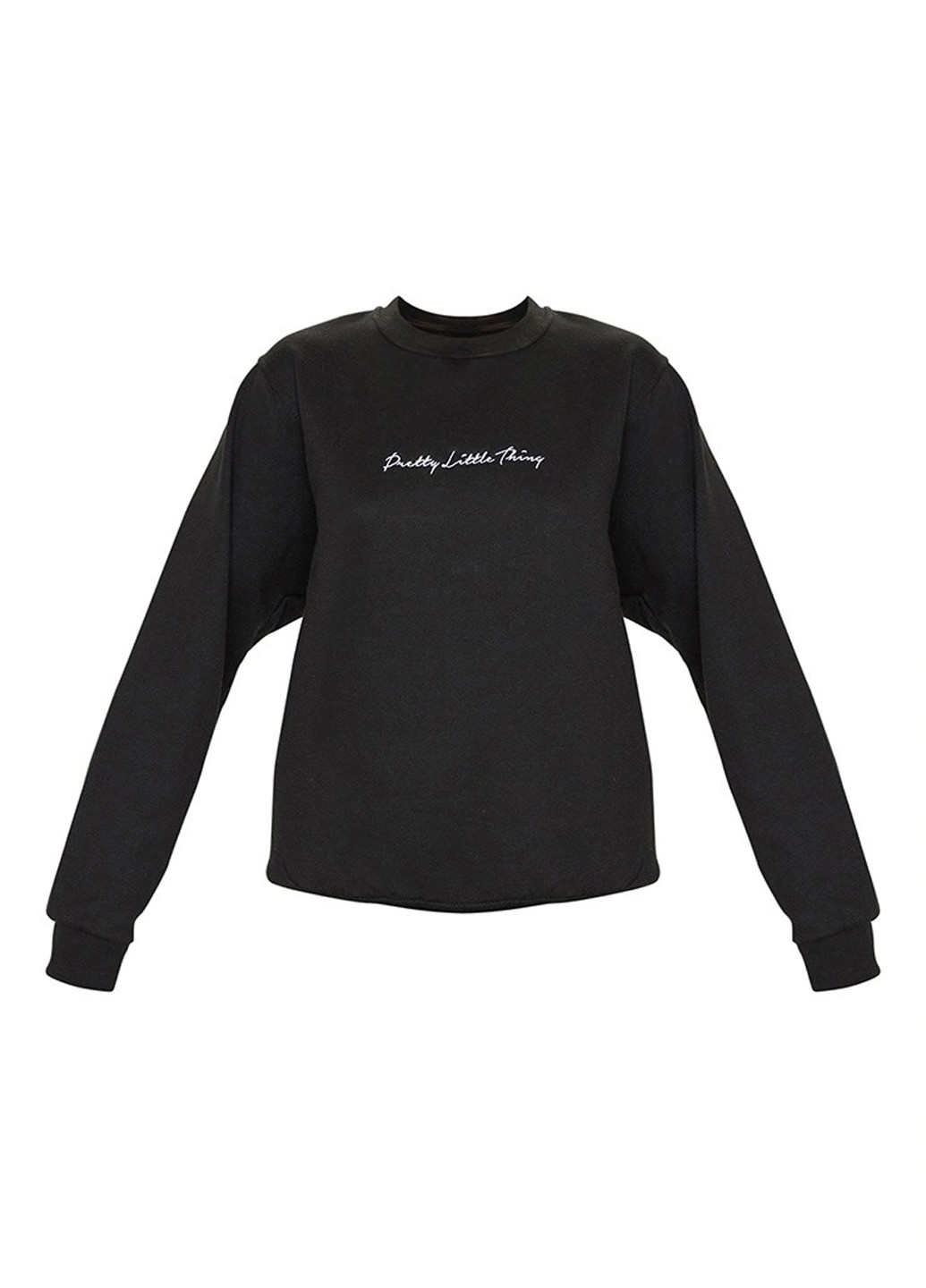 Чорний світшот PrettyLittleThing напис без декору (313044931)