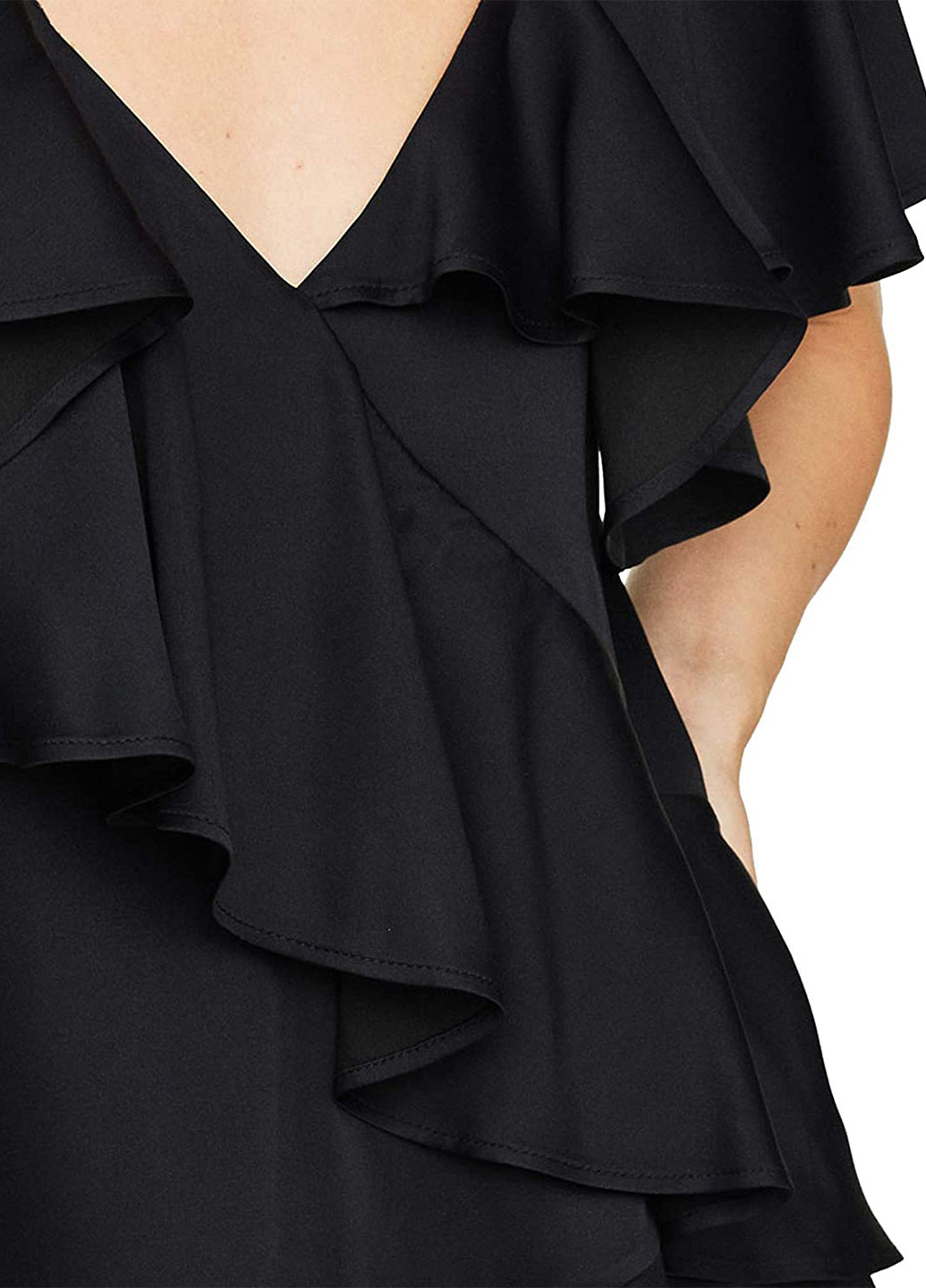 Черная летняя блуза на запах Uterque
