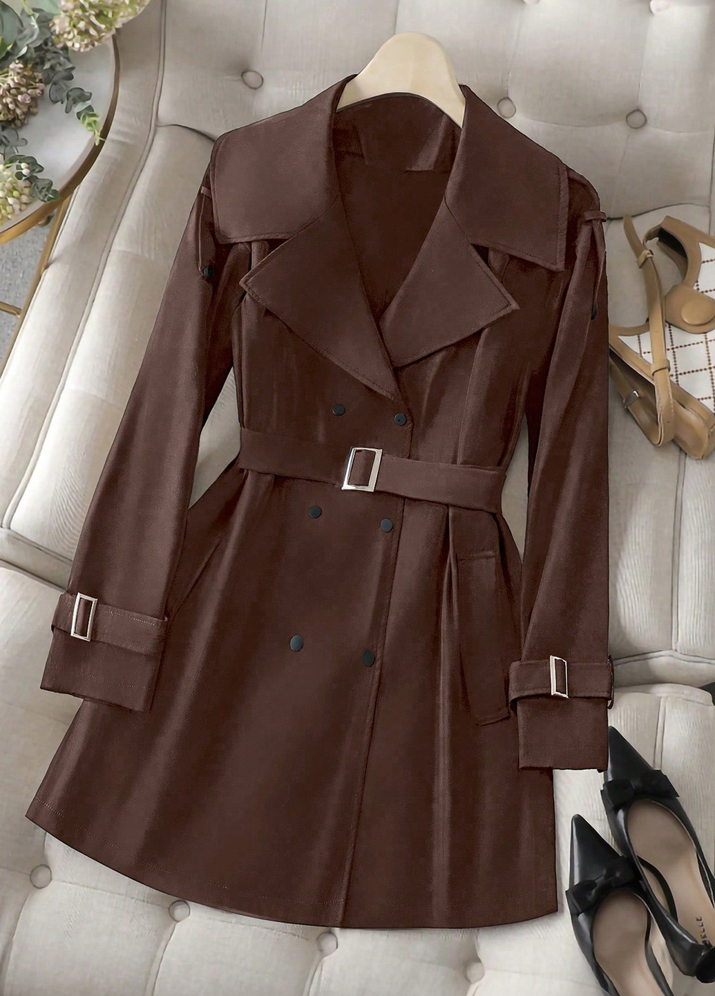 Плащ SHEIN тренчкот на пуговицах демисезон (339132988)