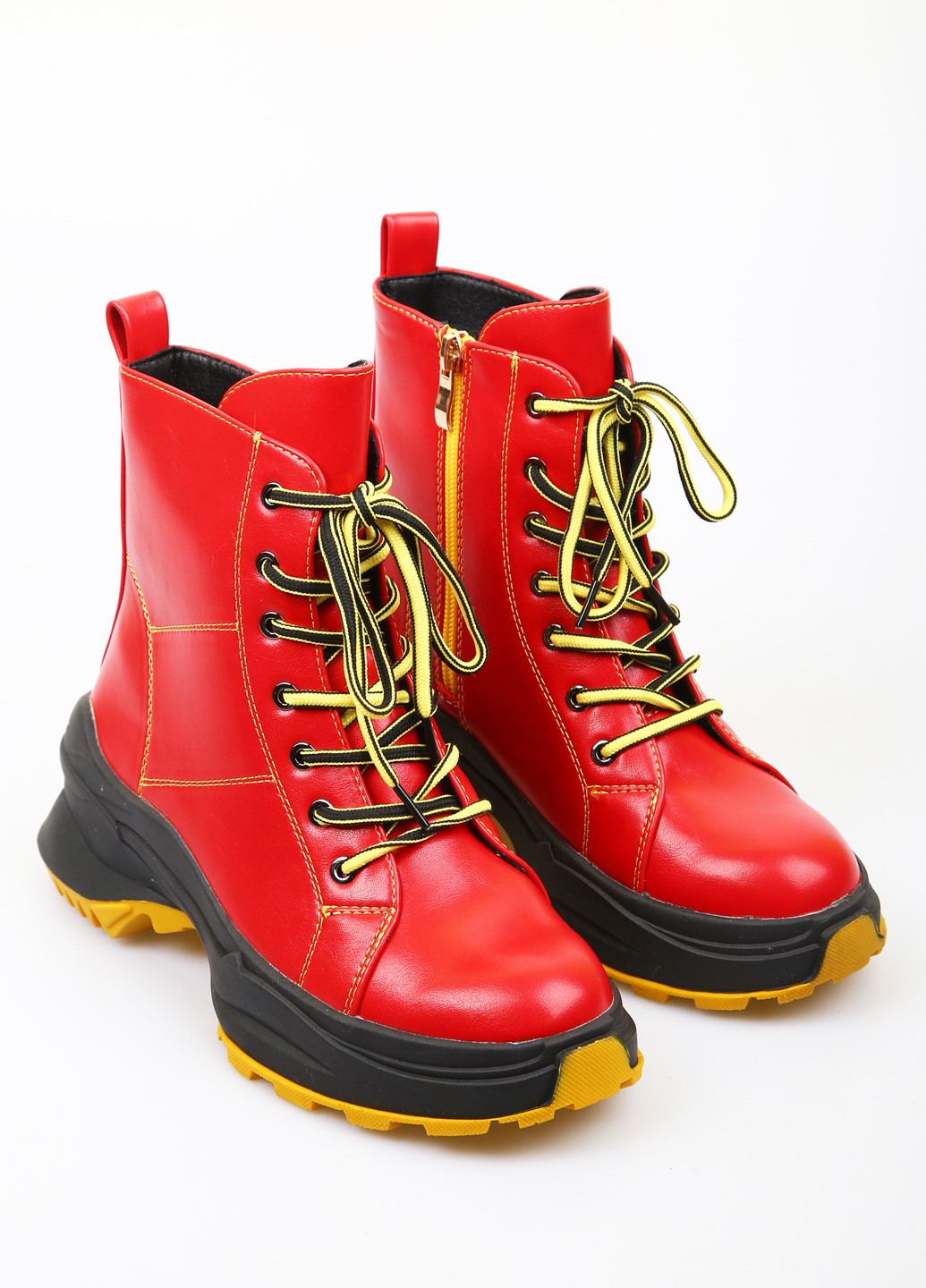 Осенние ботинки No Brand на тракторной подошве, со шнуровкой из искусственной кожи