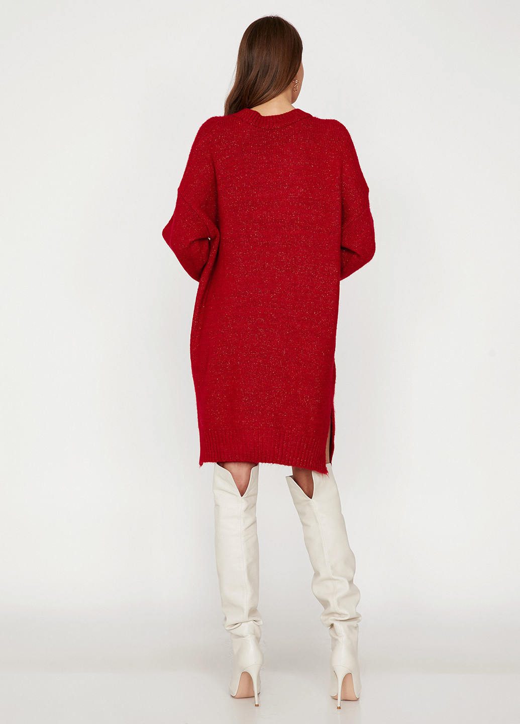 Красное кэжуал платье платье-свитер KOTON меланжевое