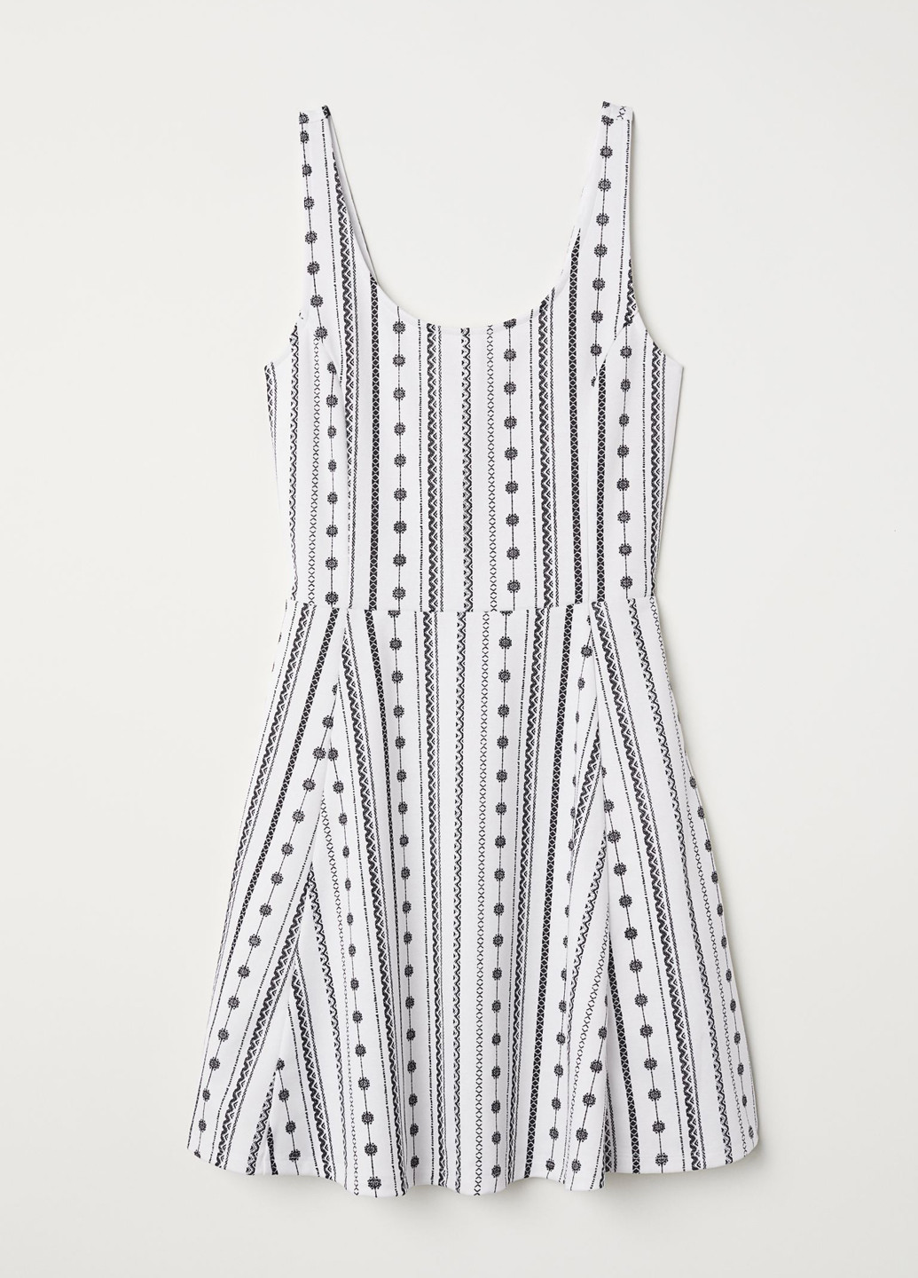 Белое кэжуал платье клеш H&M с орнаментом