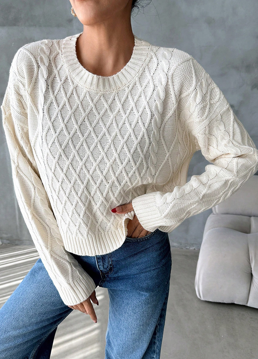 Молочный демисезонный джемпер джемпер SHEIN