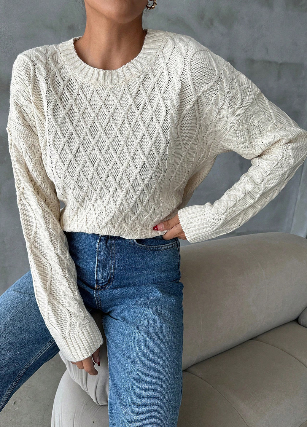 Молочный демисезонный джемпер джемпер SHEIN