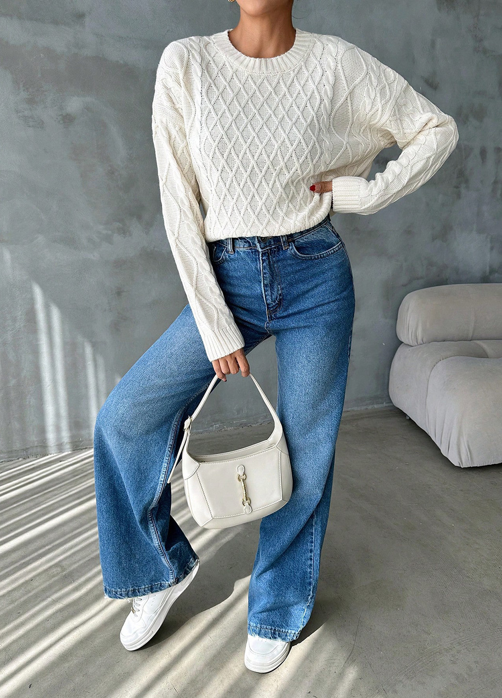 Молочный демисезонный джемпер джемпер SHEIN