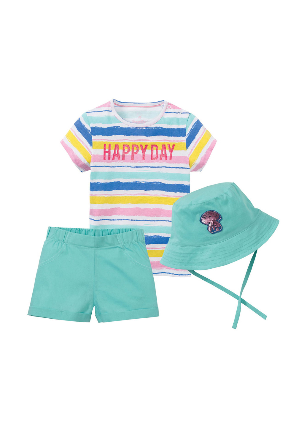 Комбинированный летний комплект (футболка, шорты, панама) Lupilu