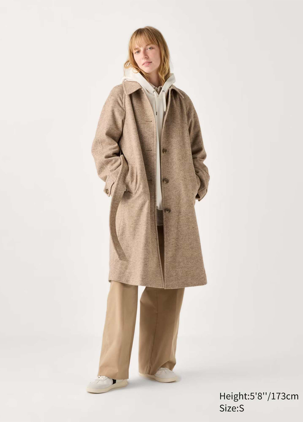 Коричневое демисезонное Пальто оверсайз Uniqlo