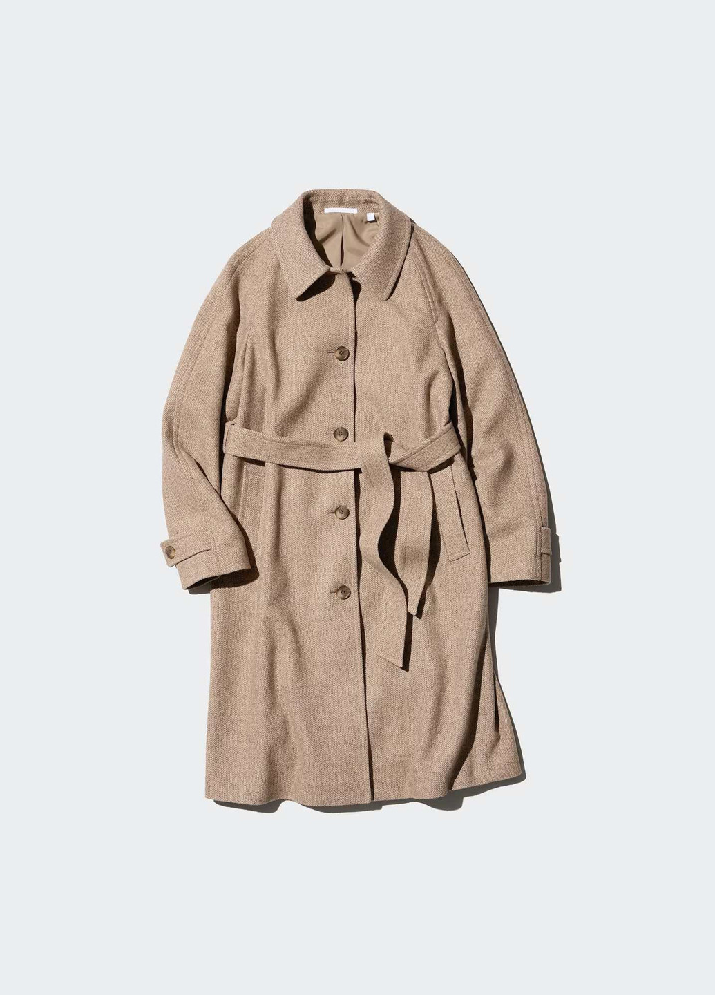 Коричневое демисезонное Пальто оверсайз Uniqlo