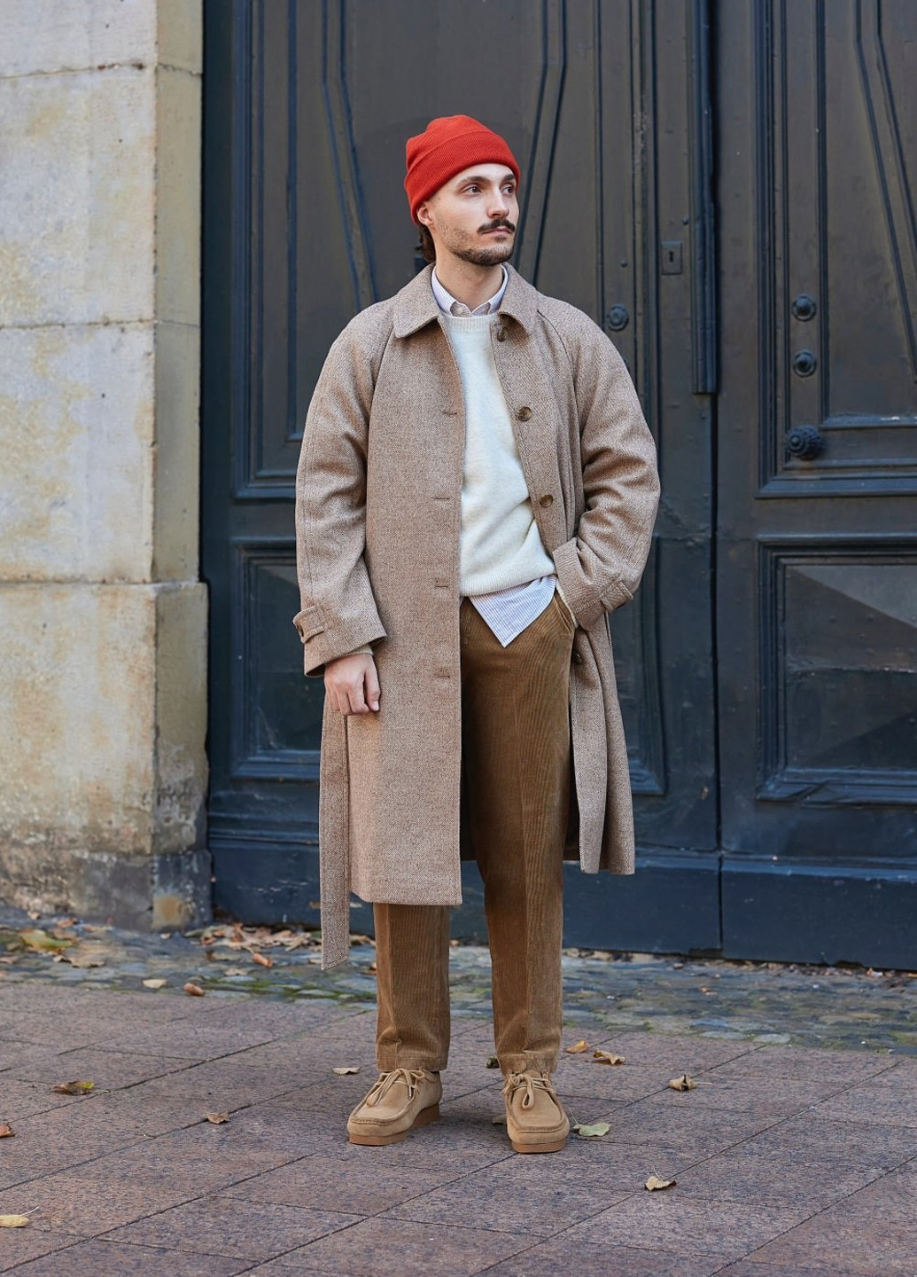 Коричневое демисезонное Пальто оверсайз Uniqlo