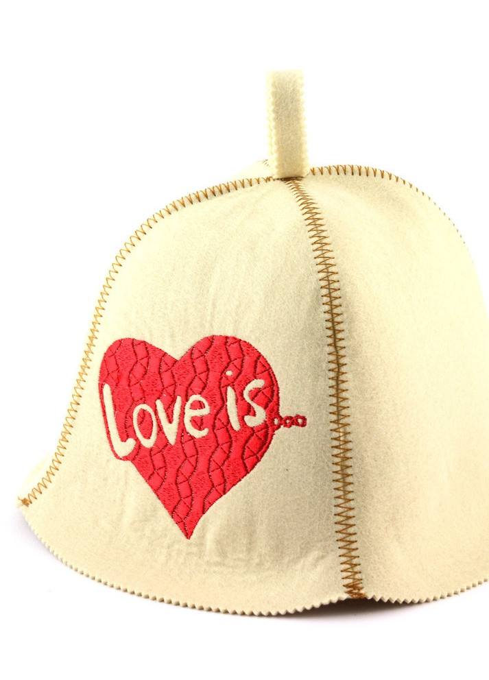 Банная шапка "Love is", искусственный фетр, белый (LA-409) Luxyart (252611335)
